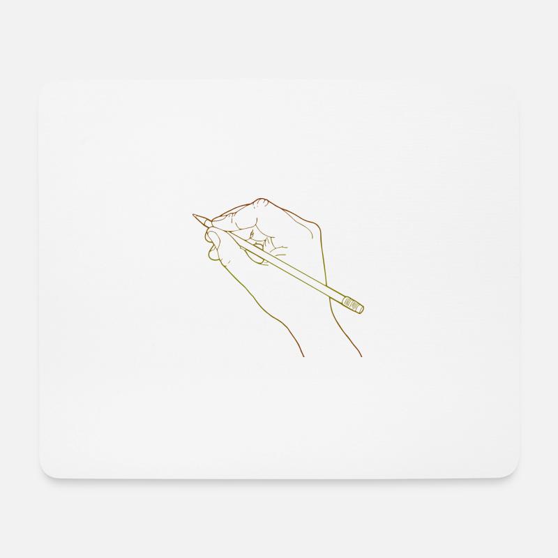 Sketched hand holding a pencil - Mouse Pad (horizontal) - white