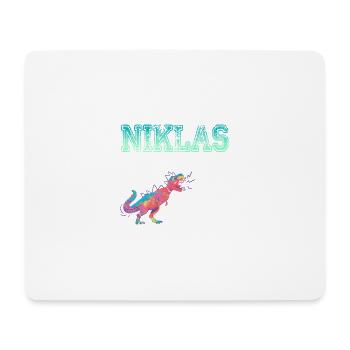 NIKLAS - Schöner Jungen Name mit Dinosaurier - Mousepad (Querformat) - Weiß - Vorne