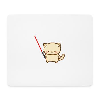 Cute cat with a red lightsabers - Mouse Pad (horizontal) - white - Front
