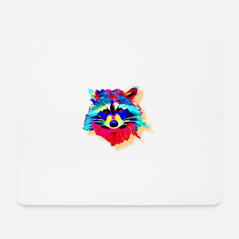 Regenbogen Waschbär - Mousepad (Querformat) - Weiß