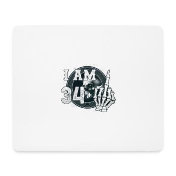 I'm 34 plus 1 middle finger Skull funny 35th - Mouse Pad (horizontal) - white - Front