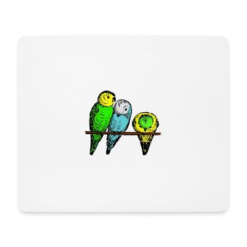 Wellensittiche - Mousepad (Querformat) - Weiß - Vorne