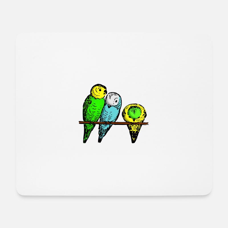 Wellensittiche - Mousepad (Querformat) - Weiß