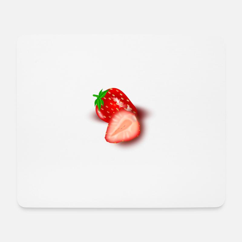 Erdbeer-Schnittbild Illustration - Mousepad (Querformat) - Weiß