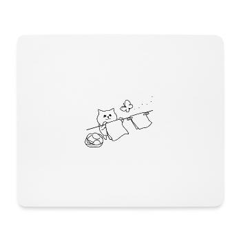 Laver le chat - Tapis de souris (format paysage) - blanc - Devant