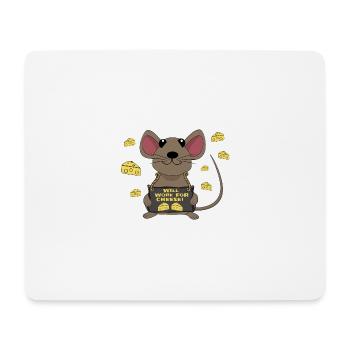 Lustige Maus Käse - Mousepad (Querformat) - Weiß - Vorne