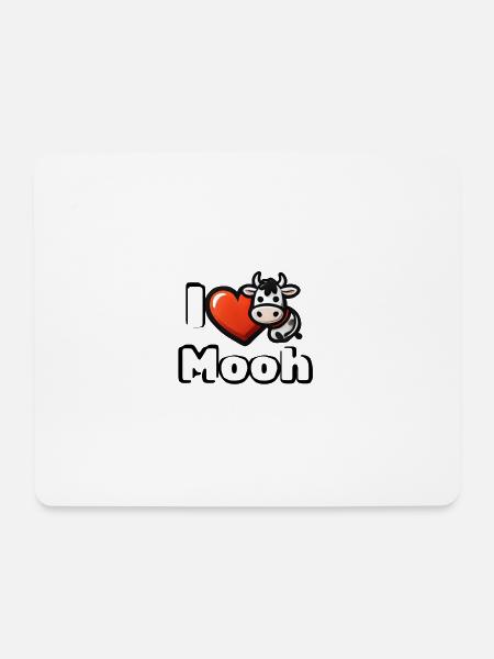 🐮 I ❤️ Moooh – Funny Cow Cartoon T-Shirt - Mouse Pad (horizontal) - white