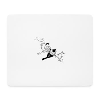 Oiseaux Esquisse a branche - Tapis de souris (format paysage) - blanc - Devant