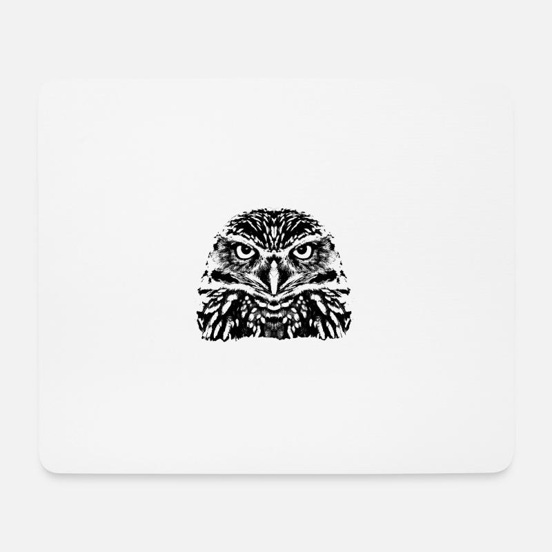 Die Eule / Le Hibou - Tapis de souris (format paysage) - blanc