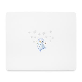 Bonhomme de neige avec des flocons de neige - Tapis de souris (format paysage) - blanc - Devant