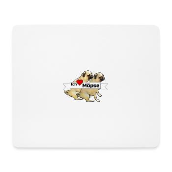 Ich liebe Möpse Mops, Hund, Geschenk Sprüche - Mousepad (Querformat) - Weiß - Vorne