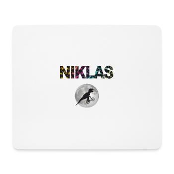 NIKLAS - Schöner Jungen Name mit Dinosaurier - Mousepad (Querformat) - Weiß - Vorne