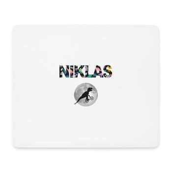 NIKLAS - Schöner Jungen Name mit Dinosaurier - Mousepad (Querformat) - Weiß - Vorne