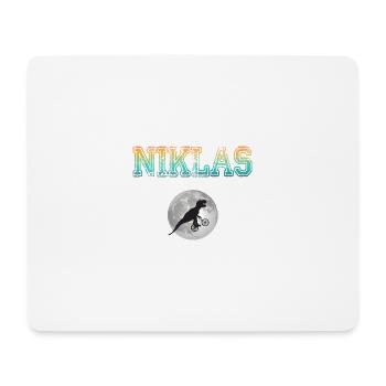NIKLAS - Schöner Jungen Name mit Dinosaurier - Mousepad (Querformat) - Weiß - Vorne