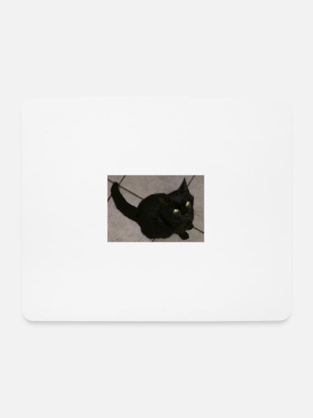 Schwarze Katze - Mousepad (Querformat) - Weiß
