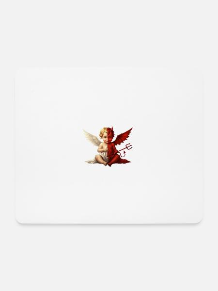 Dual Angel Devil Cherub - Mouse Pad (horizontal) - white
