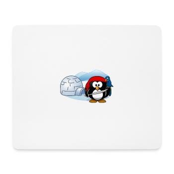 Piratenpinguin mit Schwert, Papagei und Iglu. - Mousepad (Querformat) - Weiß - Vorne