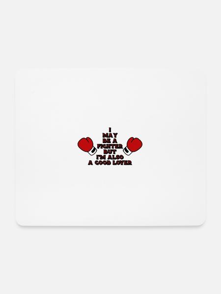 boxing gloves I may be a Fighter and good lover - Mouse Pad (horizontal) - white