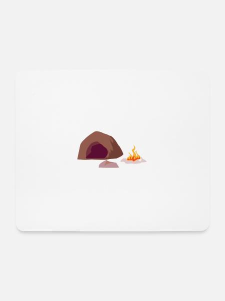 Höhle Feuer Steinzeit Urmensch - Mousepad (Querformat) - Weiß