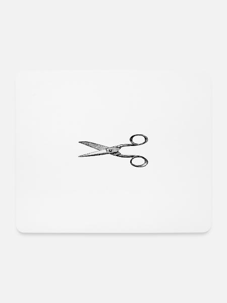 Schere Zeichnung Friseur - Mousepad (Querformat) - Weiß