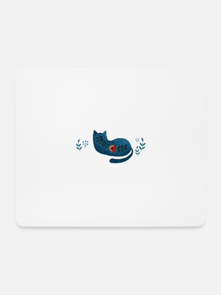 Blaue Katze, Blaue Katze - Mousepad (Querformat) - Weiß