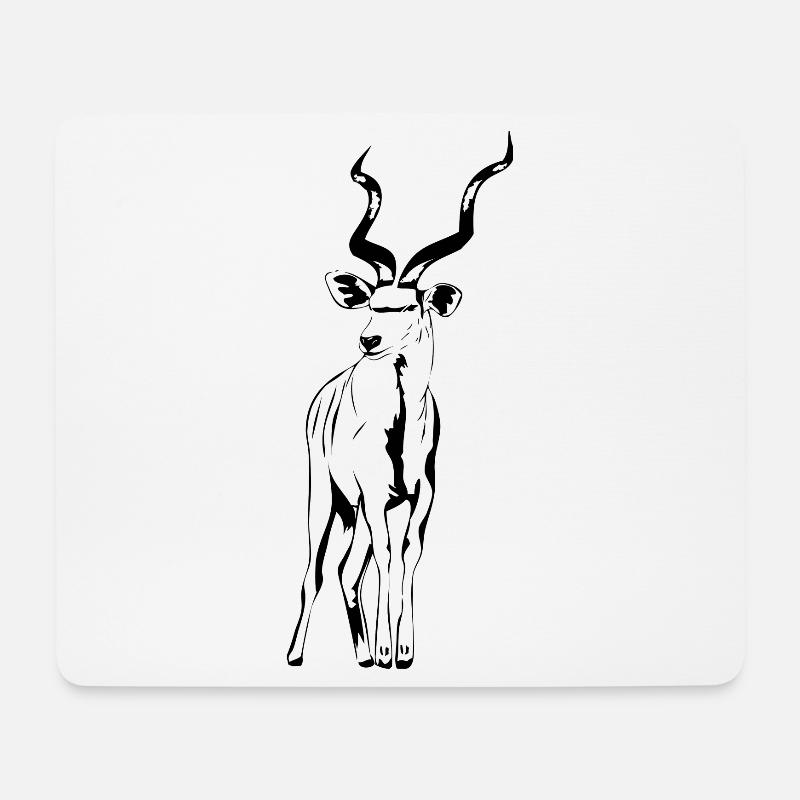 Kudu Antilope - Safari - Afrika - Großer Kudu - Mousepad (Querformat) - Weiß