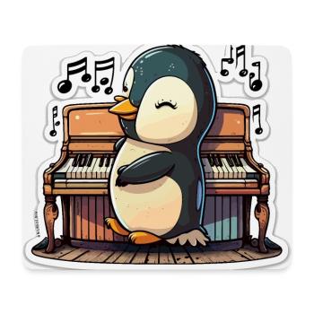 Piano-Pinguin - Mousepad (Querformat) - Weiß - Vorne