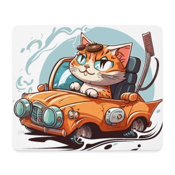 Feline Driver - Mouse Pad (horizontal) - white - Front