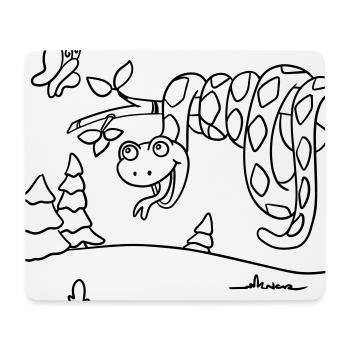 Ausmalbild freundliche Schlange für Shirts & mehr - Mousepad (Querformat) - Weiß - Vorne