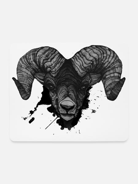 Widder Steinbock Kopf Art Dickkopf - Mousepad (Querformat) - Weiß