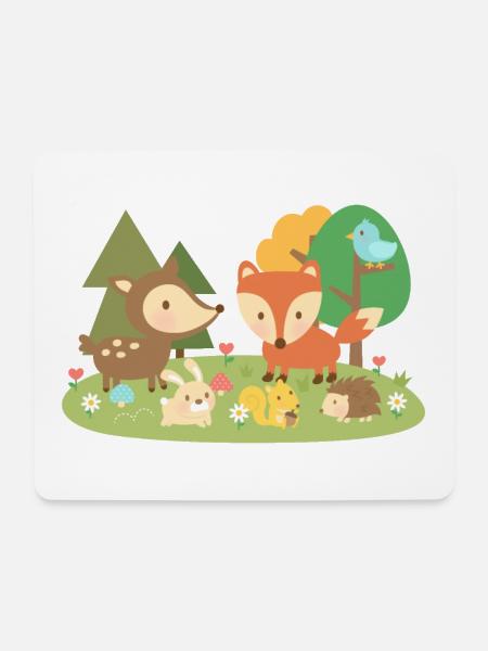 Niedliche Waldtiere - Mousepad (Querformat) - Weiß