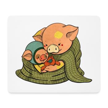 Mère cochon et porcelet - Tapis de souris (format paysage) - blanc - Devant