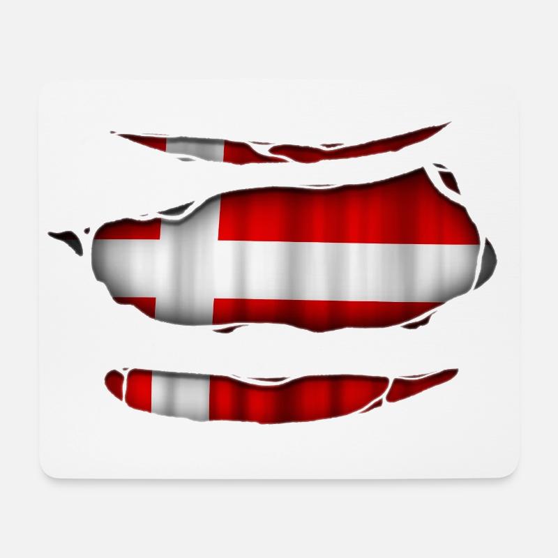 Dänemark Flagge Aufgerissen 017 - Mousepad (Querformat) - Weiß