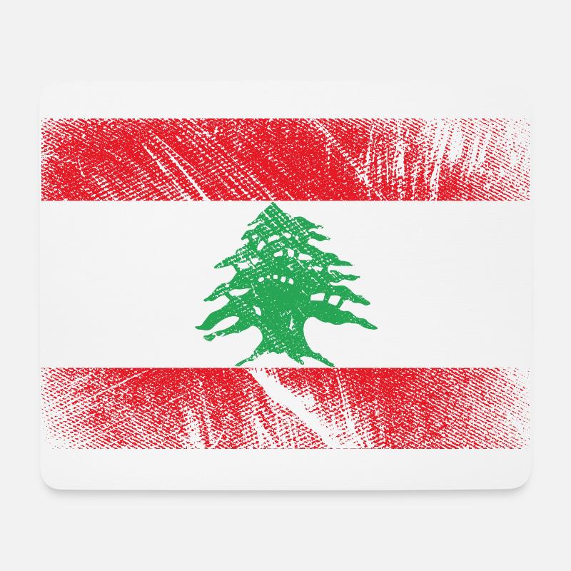 Libanon Flagge - Vintage Grunge - Mousepad (Querformat) - Weiß