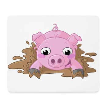 Planschendes Comic Schweinchen - Mousepad (Querformat) - Weiß - Vorne