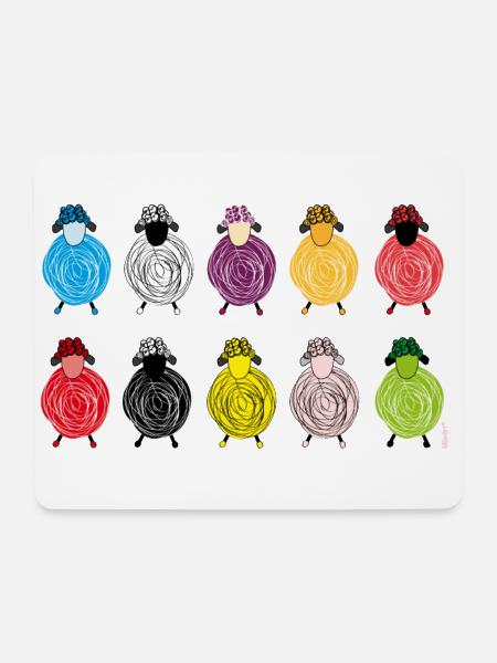 Small flock of sheep, funny sheep - Mouse Pad (horizontal) - white