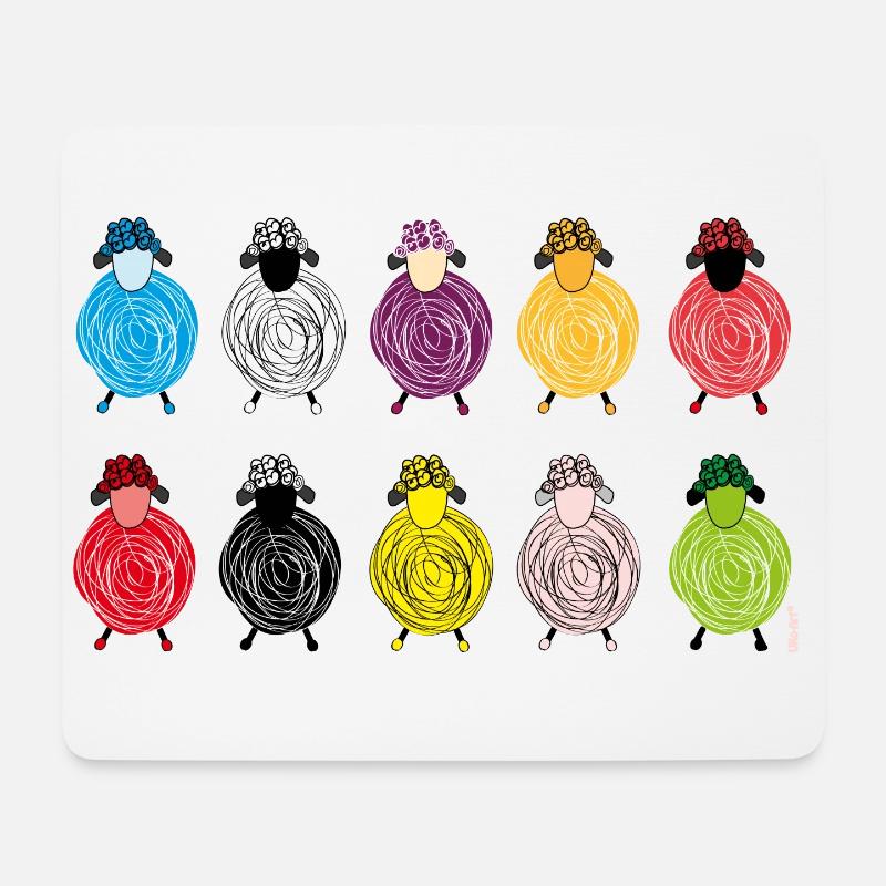 Petit troupeau de moutons, moutons drôles - Tapis de souris (format paysage) - blanc
