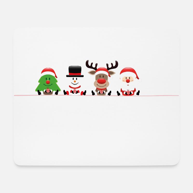 Merry Christmas Elch, Schneemann, Weihnachtsmann - Mousepad (Querformat) - Weiß