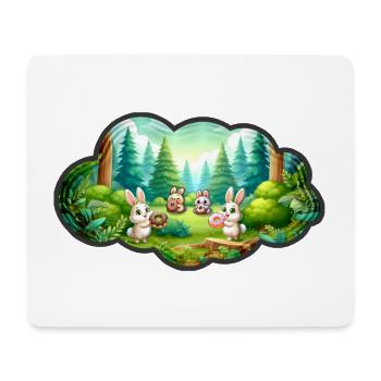 Süße Hasen mit Donuts im Wald - Mousepad (Querformat) - Weiß - Vorne