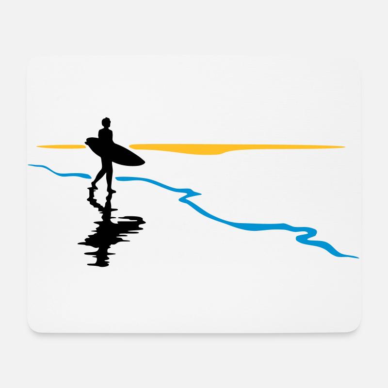 Surfer at the beach - Mousepad (Querformat) - Weiß