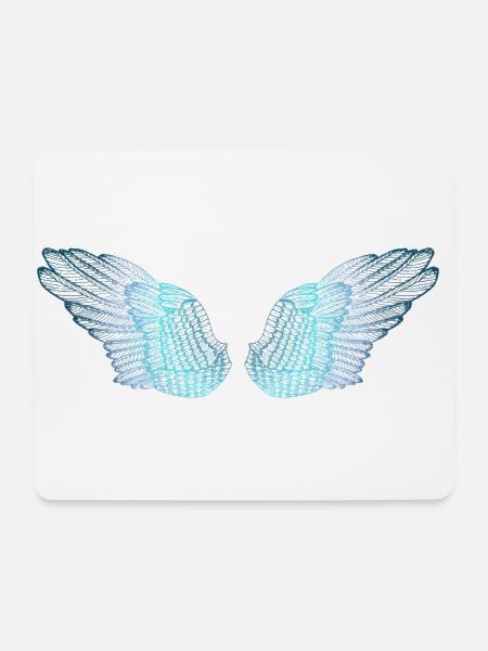 Gefiederte blaue Schmetterlingsflügel für Feen - Mousepad (Querformat) - Weiß