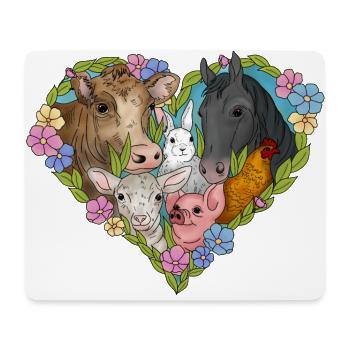 Animals and flower heart - Mouse Pad (horizontal) - white - Front
