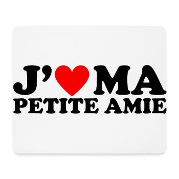 J' aime ma petite amie cadeau amour pour amoureux - Tapis de souris (format paysage) - blanc - Devant