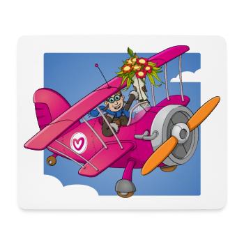 My valentine, pilot with flowers in airplane - Mouse Pad (horizontal) - white - Front