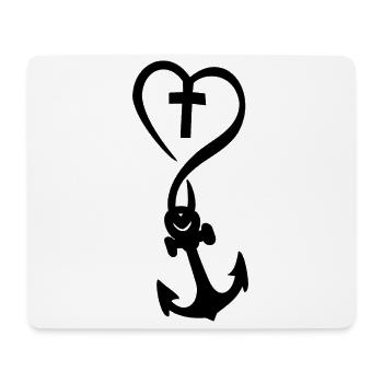 Ancre de croix de coeur - Tapis de souris (format paysage) - blanc - Devant