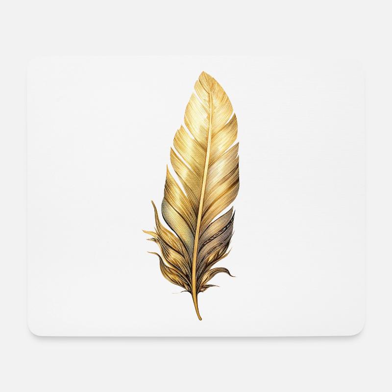 Plumes dorées - Tapis de souris (format paysage) - blanc