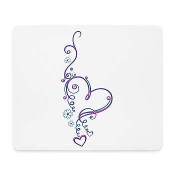 Coeur avec des fleurs, amour, rose bleu - Tapis de souris (format paysage) - blanc - Devant
