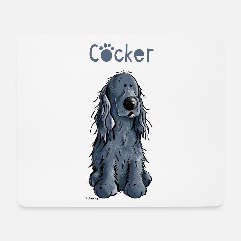 Lustiger Cocker Spaniel - Mousepad (Querformat) - Weiß