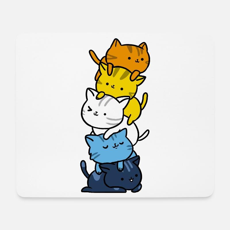 Kawaii Katzen- Aroace Pride Flagge - Mousepad (Querformat) - Weiß