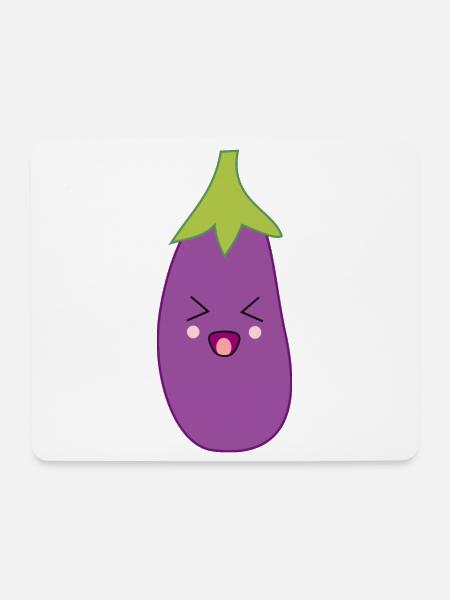 Kawaii Aubergine Geschenk Süßes Gemüse - Mousepad (Querformat) - Weiß